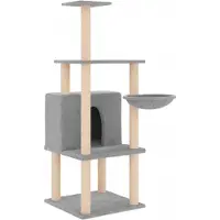 The Living Store Arbre à chat avec colonnes à griffer en sisal Gris clair 132 cm