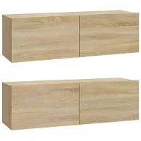 The Living Store Armoires TV murales 2 pièces Chêne Sonoma 100x30x30 cm Bois composite