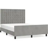 The Living Store Cadre de lit avec tête de lit gris clair 140x190 cm velours