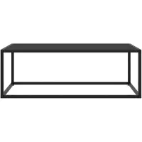The Living Store Table basse noire avec verre noir 100x50x35 cm