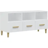 The Living Store Armoire TV Blanc 102x36x50 cm Bois composite