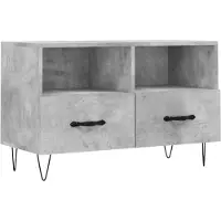 The Living Store Armoire TV gris béton 80x36x50 cm Bois composite