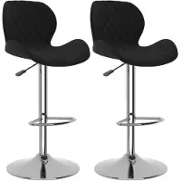 The Living Store Tabourets de bar 2 pcs. Velours noir