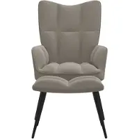 The Living Store Fauteuil relax avec pouf gris clair velours