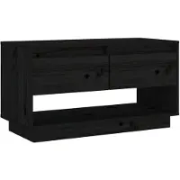 The Living Store Armoire TV noire 74x34x40 cm Pin massif