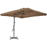 The Living Store Parasol avec mât en acier 250 x 250 cm Taupe