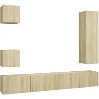 The Living Store Ensemble de 5 meubles TV Chêne Sonoma Matériau dérivé du bois