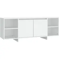 The Living Store Armoire TV Blanc 130x35x50 cm Bois composite