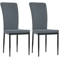 The Living Store Chaise de salle à manger 2 pcs. Gris foncé velours