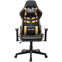 The Living Store Chaise de jeu Noir et Or Similicuir