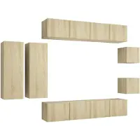 The Living Store Ensemble de 8 meubles TV en bois composite chêne Sonoma