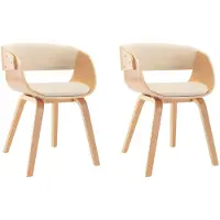 The Living Store Chaises de salle à manger 2 pcs. Crème Bois courbé et similicuir