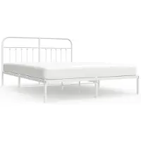 The Living Store Cadre de lit avec tête de lit en métal blanc 183x213 cm