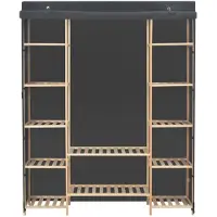 The Living Store Kleiderschrank Grau 135 x 40 x 170 cm Stoff