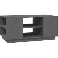 The Living Store Table basse Gris 90x49x40,5 cm Pin massif
