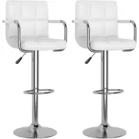 The Living Store Tabouret de bar 2 pcs. Simili cuir blanc