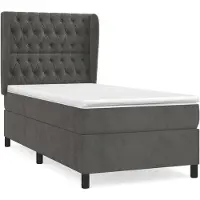 The Living Store Lit boxspring avec matelas gris foncé 100x200 cm velours