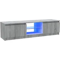 The Living Store Armoire TV avec lampes LED Gris Sonoma 120x30x35,5 cm