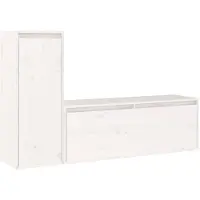 The Living Store Armoires TV 2 pcs. Blanc Pin massif