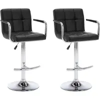 The Living Store Tabouret de bar 2 pcs. Simili cuir noir