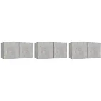 The Living Store Meubles TV suspendus 3 pcs. Gris béton 60x30x30 cm
