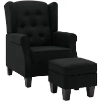 The Living Store Fauteuil avec repose-pieds Noir Tissu
