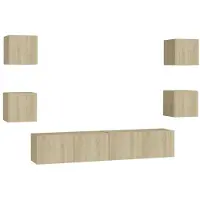 The Living Store Ensemble de 6 meubles TV Chêne Sonoma Bois composite