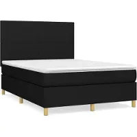 The Living Store Lit Boxspring avec matelas Noir 140x200 cm Tissu