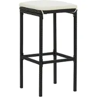 The Living Store Tabouret de bar avec coussins 2 pcs. noir poly rotin