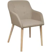 The Living Store Chaises de salle à manger 2 pcs. Tissu beige et chêne massif