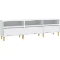 The Living Store Armoire TV Blanc 150x30x44,5 cm Matériau dérivé du bois