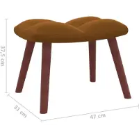 The Living Store fauteuil de relaxation avec tabouret velours marron