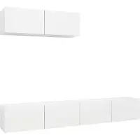 The Living Store Armoires TV 3 pcs. Blanc Bois composite