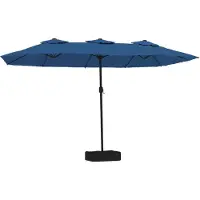 The Living Store double parasol avec LEDs bleu azur 449x245 cm