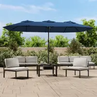 The Living Store double parasol bleu azur 449x245 cm