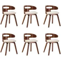 The Living Store Chaises de salle à manger 6 pcs. Crème Bois courbé et similicuir