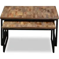 The Living Store Ensemble de tables basses 2 pièces en teck massif recyclé
