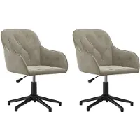 The Living Store Chaise de salle à manger 2 pcs. Pivotant Gris clair Velours
