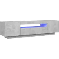 The Living Store Armoire TV avec éclairage LED gris béton 160x35x40 cm