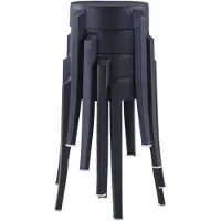 The Living Store Tabouret empilable 4 pcs noir plastique