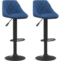 The Living Store Tabourets de bar 2 pcs. Velours bleu