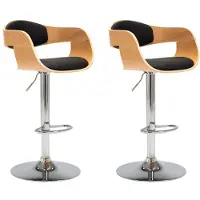 The Living Store Tabouret de bar 2 pcs. noir bois courbé et similicuir