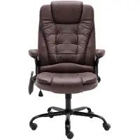 The Living Store Chaise de bureau avec fonction massage Marron foncé aspect daim