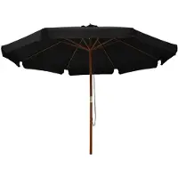 The Living Store Parasol avec mât en bois 330 cm noir