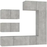 The Living Store Ensemble de 6 meubles TV gris béton en bois composite