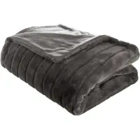 Atmosphera Manoir Plaid en fausse fourrure gris foncé - 180 x 230 cm