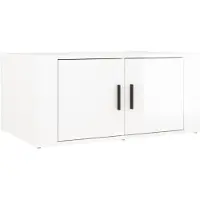The Living Store Table basse blanc brillant 80x50x36 cm bois composite