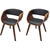 The Living Store Chaises de salle à manger 2 pcs. Marron Bois courbé et similicuir