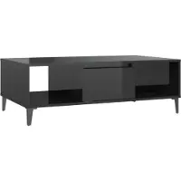 The Living Store Table basse noir brillant 103,5x60x35 cm bois composite