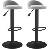 The Living Store Tabouret de bar 2 pcs. Velours gris clair